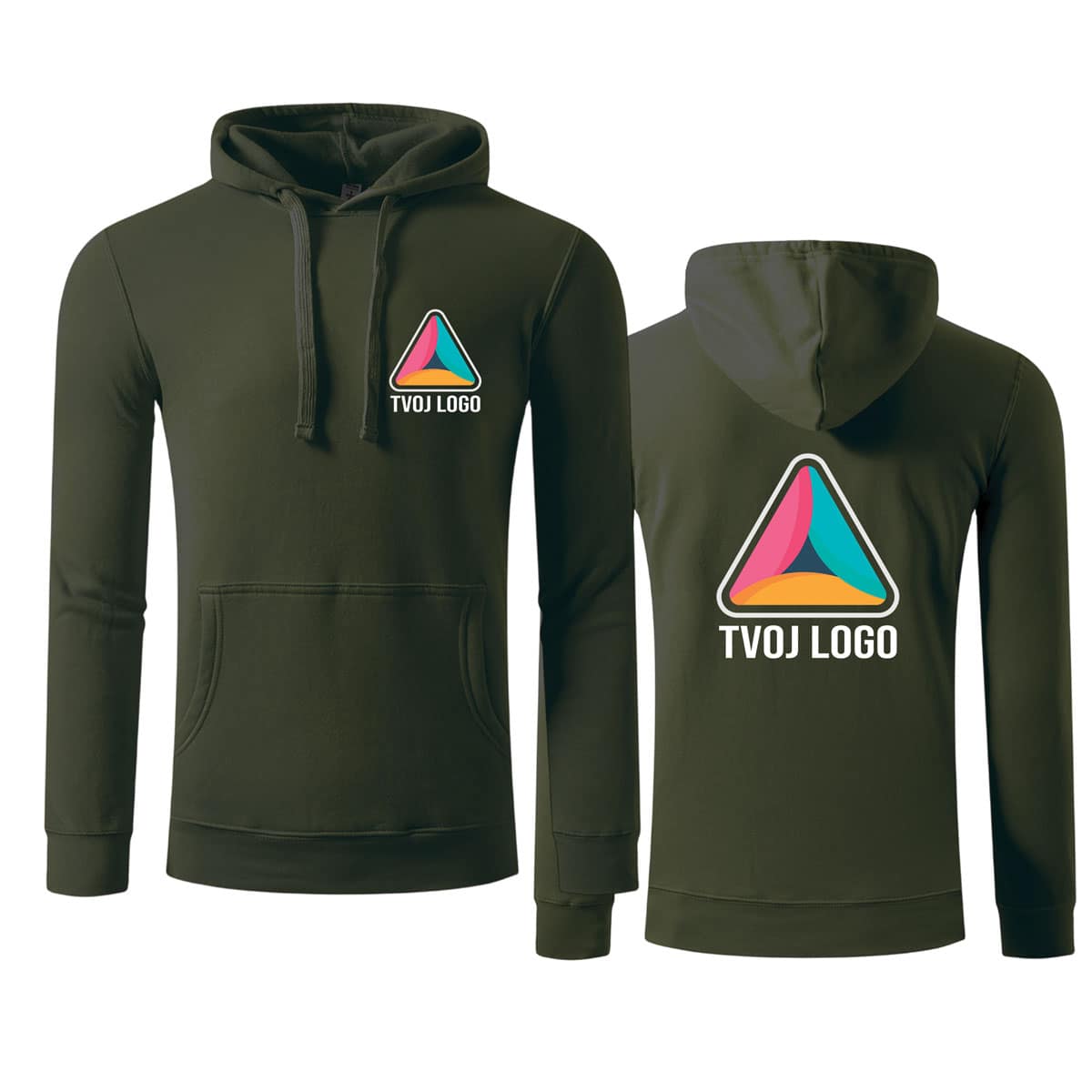 Maslinasto zeleni standard reklamni duks sa kapuljačom