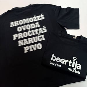 Oversize crna majica Beertija - DTF štampa Moj kroj