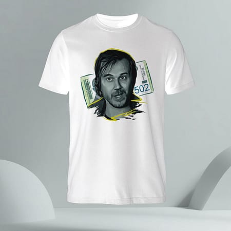 Bela muška majica sa natpisom 502, Dule Pacov – Vratiće se rode